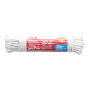 Ace Braided Cotton Clothesline White 7/32inch x 50ft Ace Braided Cotton Clothesline White 7/32inch x 50ft